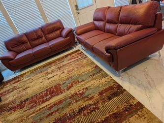 Red leather DOUBLE sofa set - Rooms to Ho