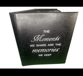Black Faux Leather Slip-in Photo Album Book Bound 'The Moments We Share'