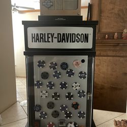 Harley Davidson display case with internal storage
