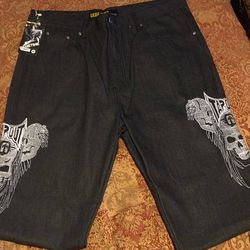 Game Time Black Denim Jeans w/ Wing Embroidery – New