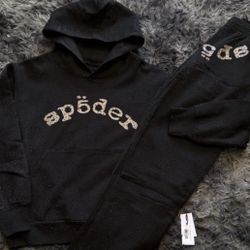 Sp5dër Rhinestone Hoodie & Pants