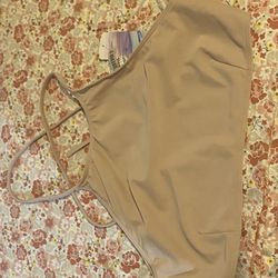 New Backless criss cross swimwear top in nude tan size large
