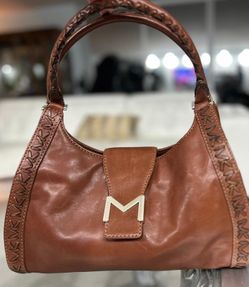 Michael Kors Vintage Tan Brown Leather Buckle Satchel Shoulder Handbag