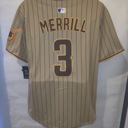 New Men's Padres Merrill Tan Jerseys Stitched 