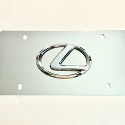 Lexus stainless mirror chrome front license plate with caps