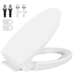 Hygie Rinse Elongated Soft Close Toilet Seat Heavy Duty W/bolts & Nuts White