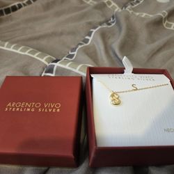 Argento Vivo Sterling Silver Necklace "16+2" S letter.