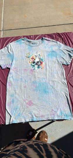 Tie-Dye Floral Skull Graphic T-Shirt