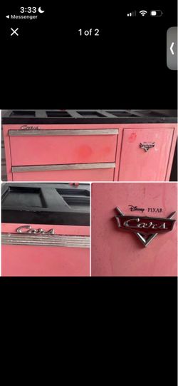 lightning mcqueen CARS real metal rolling tool box or dresser (dual use!) collectible red 3 1/2"