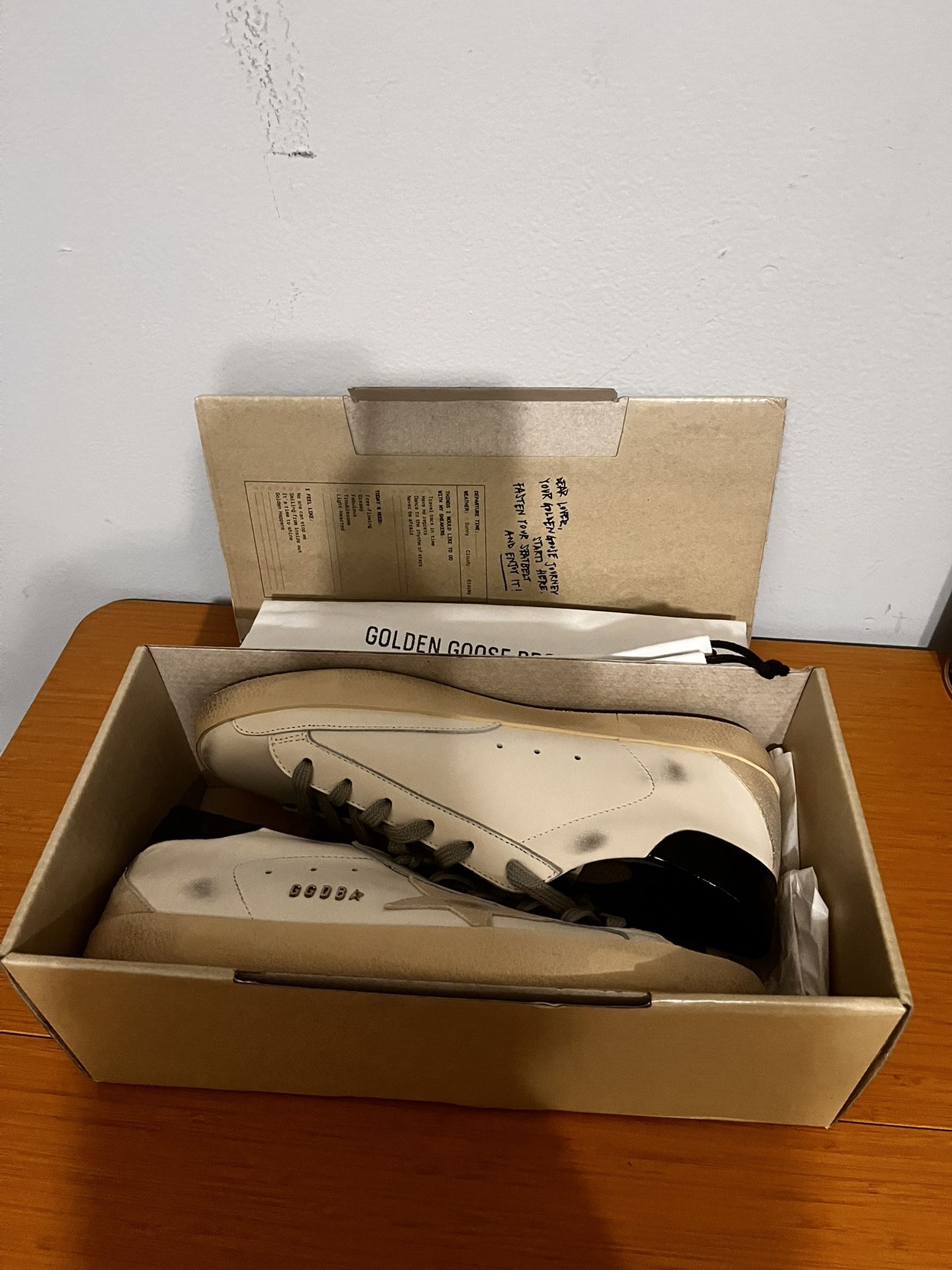 Golden Goose Men's Super-Star with black heel tab and metal stud lettering