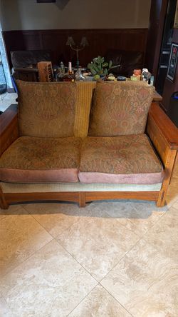 Mission Style Wood Frame Loveseat