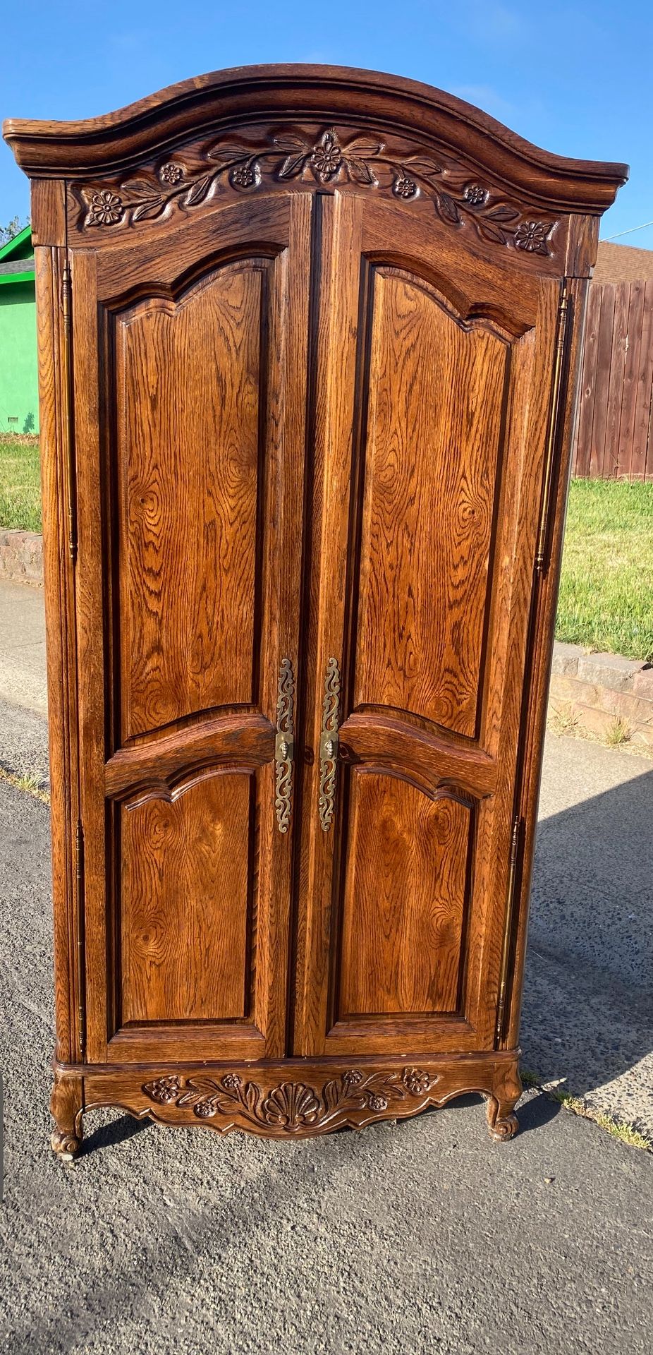 Vintage French Style Oak Armoire/ Wardrobe