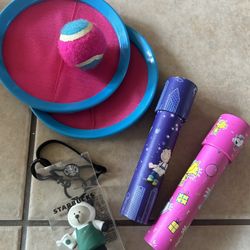 Kids Toy Bundle – Catch Ball Game, 2 Kaleidoscopes & New Starbucks Bear Keychain