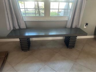 Gray head  wood  bench