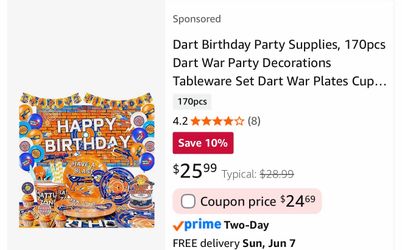 Dart war party supplies NEW