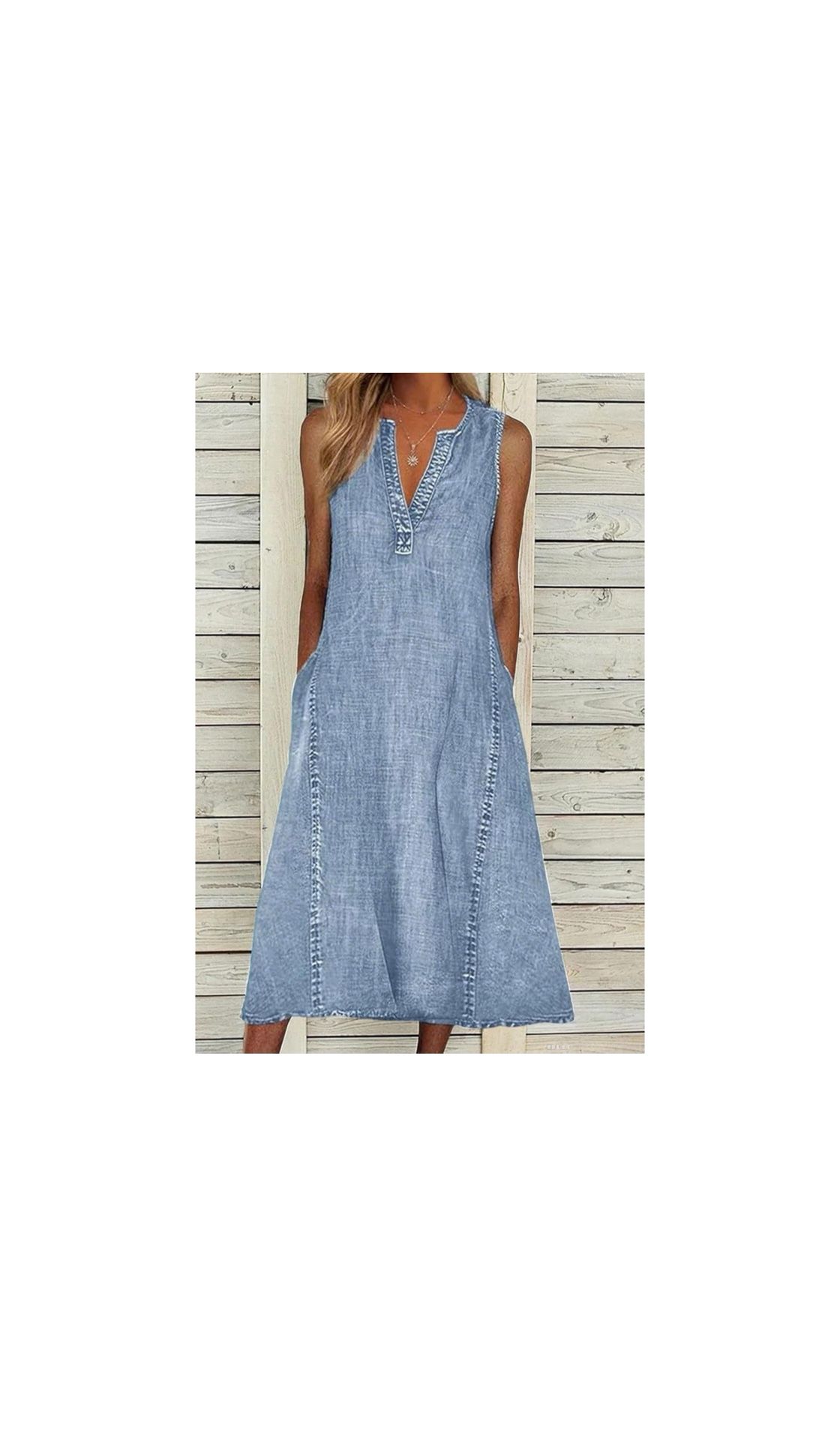 Summer Sleeveless Denim Midi Dress Jean Jumper A Line Tunic Sundress Western Long Shift Tank Dress