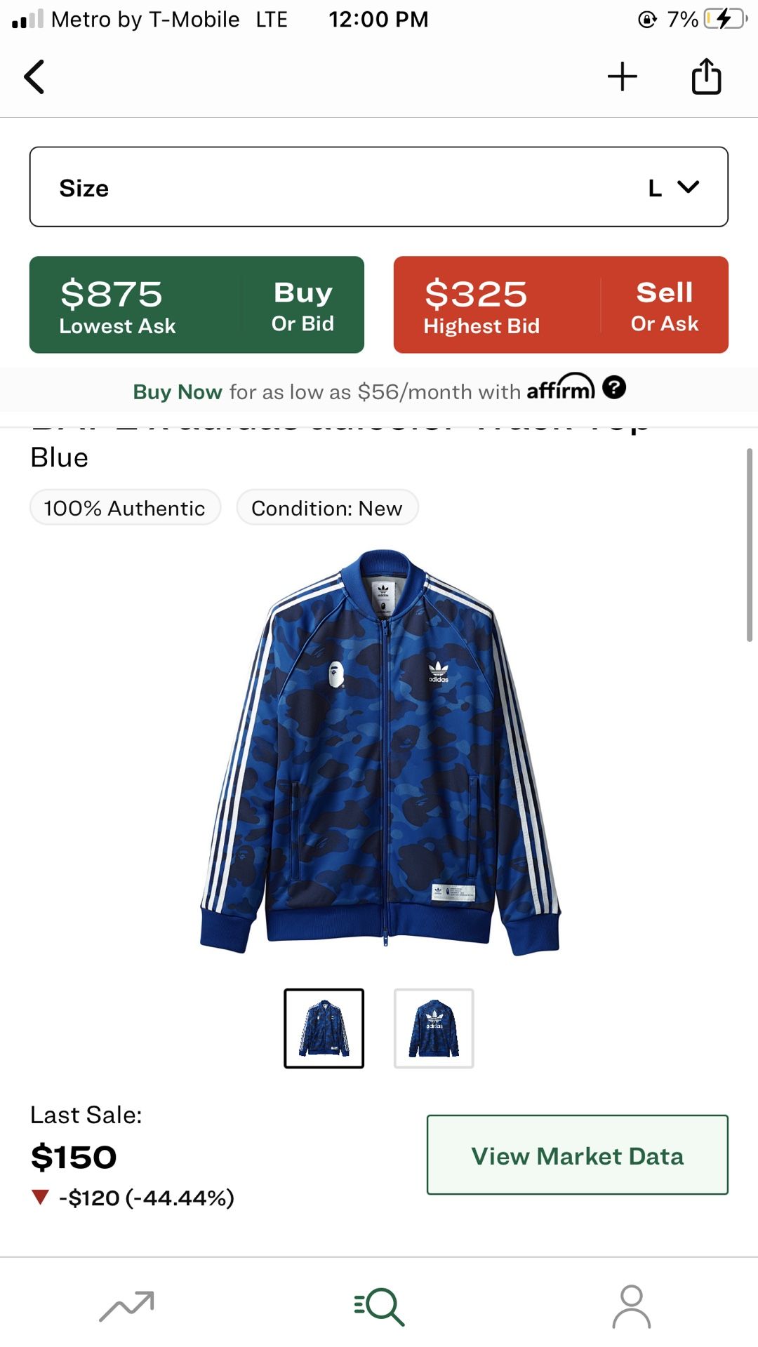 Bape x Adidas Track Jacket Wore 2 Times 