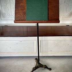 1930’s Theatre Orchestra Pit Wooden Music Stand With Tri-Foot Ornamental Cast Iron Base 