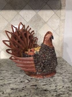 Pine Cone And Tin Thanksgiving Turkey Decoration