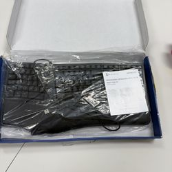 X9 Wired Ergonomic Keyboard with Cushioned Wrist Rest - Type Naturally and Comfortably Longer - USB Wired Keyboard for Laptop with 110 Keys & 5ft Cabl