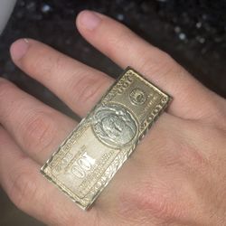 Large 100 Dollar Bill Double Ring
