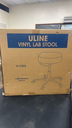 NEW ULINE H-11223BL Adjustable Vinyl Lab Stool - Antimicrobial Seat