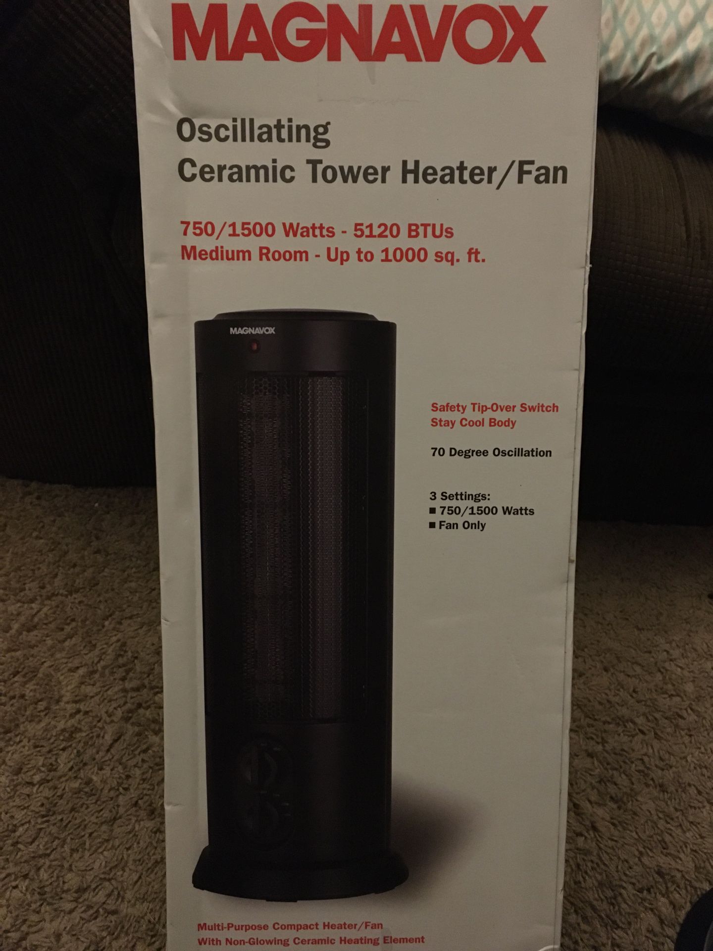 Magnavox Ceramic Oscillating Tower Heater/ Fan