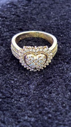Gold-Tone Heart Jewelry Set – Rhinestone Necklace & Matching Ring