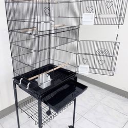 (NEW) $55 Bird Cage 60” Tall Standing Parrot Parakeet with Rolling Stand 18x14x60 Inches 