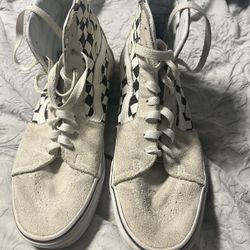 Vans Sk8-Hi Checkerboard Flame White size 9