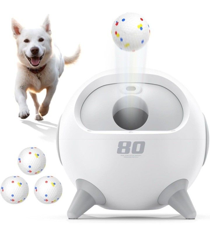 uahpet iRetriever Automatic Dog Ball Launcher with Obstacle Detection, 2 Launch Modes, 4 Adjustable Distances Ball Thrower Launcher for Medium & Large