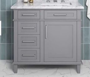 36” BATHROOM VANITY GREY COLOR NEW