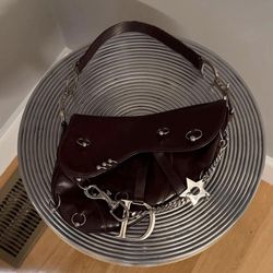 AUTHENTIC early 2000s y2k Dior pierced hardcore saddle shoulder bag in Hershey chocolate brown leather