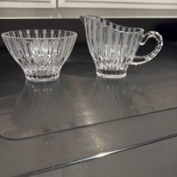 Mikasa Park Lane crystal creamer and open sugar bowl set. 