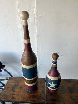 Patriotic Painted Wooden Juggling Pins Set of 2