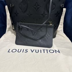 Louis Vuitton Black Leather Neverfull 