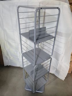 VASAGLE 4-Tier Bookshelf, Rotating Bookcase with Bookends for Small Spaces, Corner Shelf, Steel Frame, Dove Grey LLS127G36