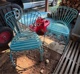 Teal Metal Wire Outdoor Patio Chairs – Set of 2
