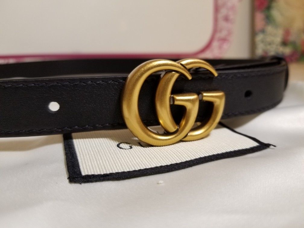 Gucci Black Skinny Belt 0.80" Authentic