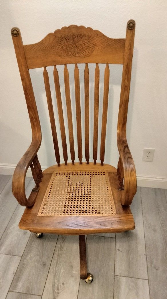 Antique Wood Office Chair 