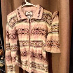 Zipper Front Closure Tiara Sweater