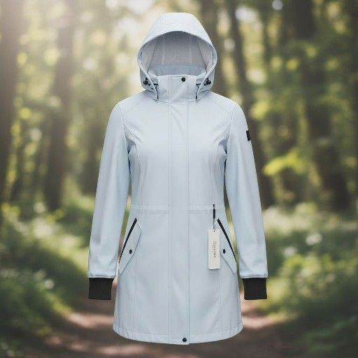 Calvin Klein Women's Softshell Raincoat, Powder Blue,