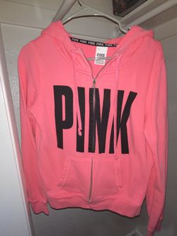 Victoria’s Secret Pink Small A Neon Pink Sweatshirt Zip Hoodie