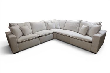 East & Vine Alena Fabric Power Reclining Sofa Couch Sectional – Light Gray