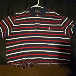 ralph lauren collared shirt red white blue