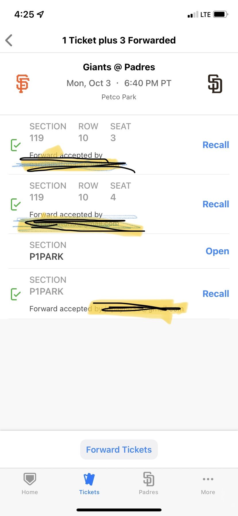 San Diego Padres Parking Pass Tonight Parkade 640pm Vs Giants Monday October 3