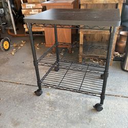 Rolling Cart Shelf With Metal Frame Black