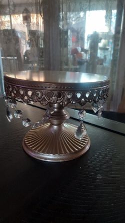 Lot of [10qty] ~ 8"~ Gold Pedestal cake stand holders with pendabts