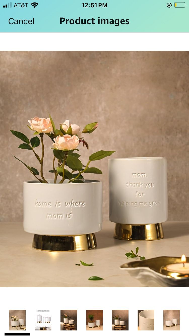 Plant Pots with Drainage and Saucers for Mom, Modern White Ceramic Flower Pots