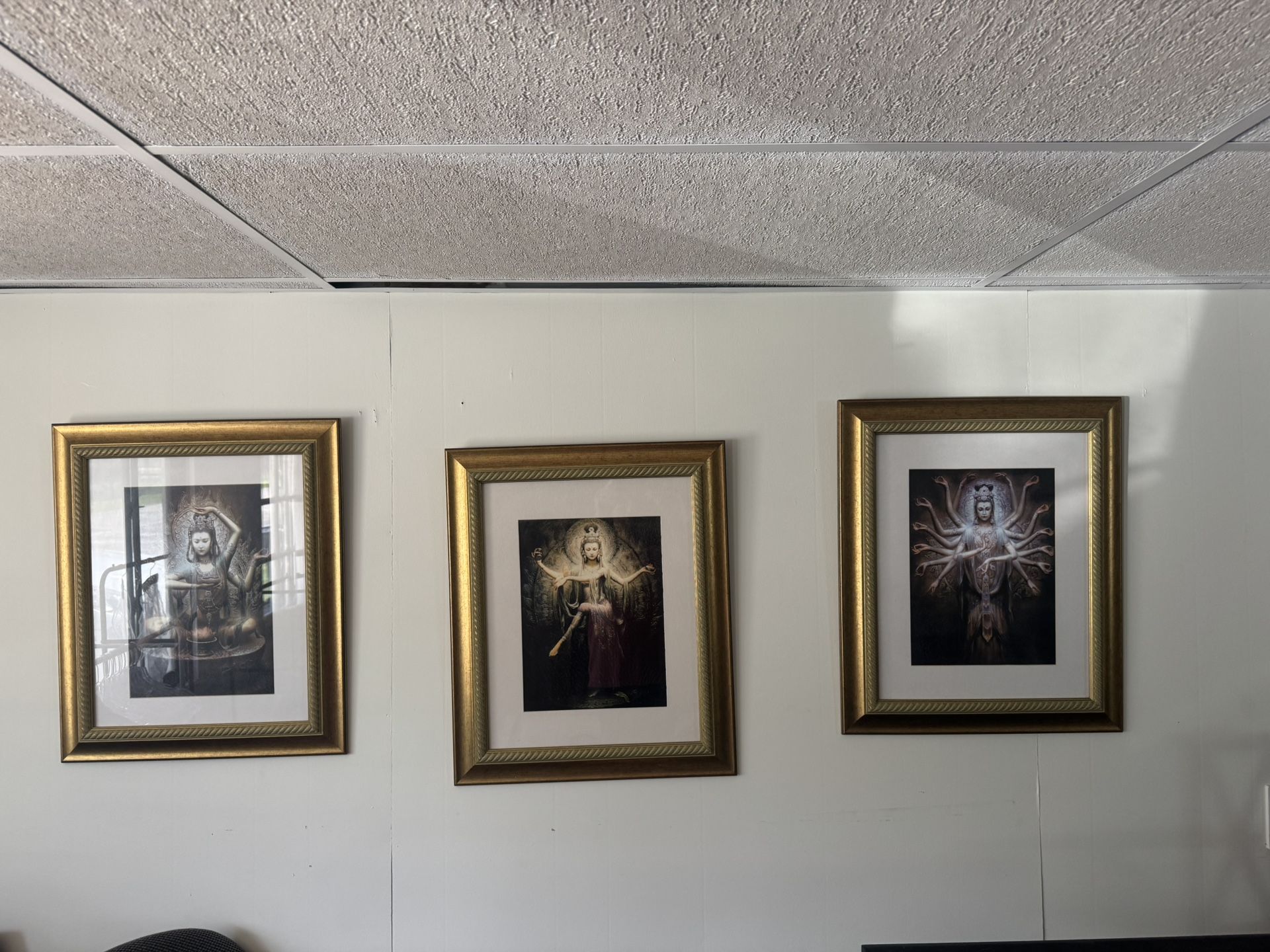 Set of 3 Framed Spiritual Art Prints – Gold Frames
